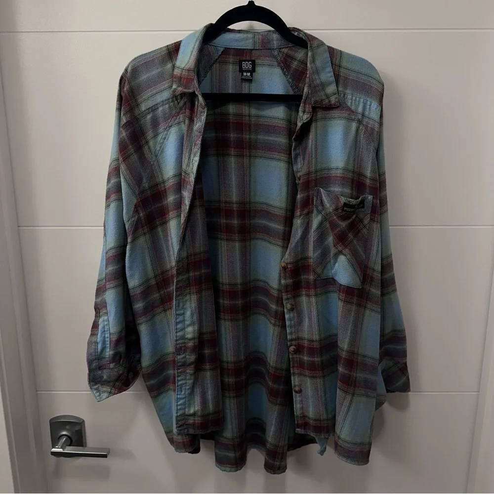 BDG Urban Outfitters Blue Plaid Shirt in Red and Gray